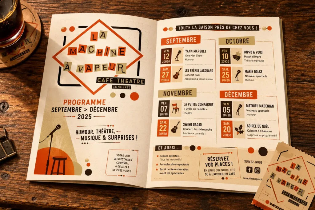 Programme de la saison théâtrale créée par Onze Heures Onze