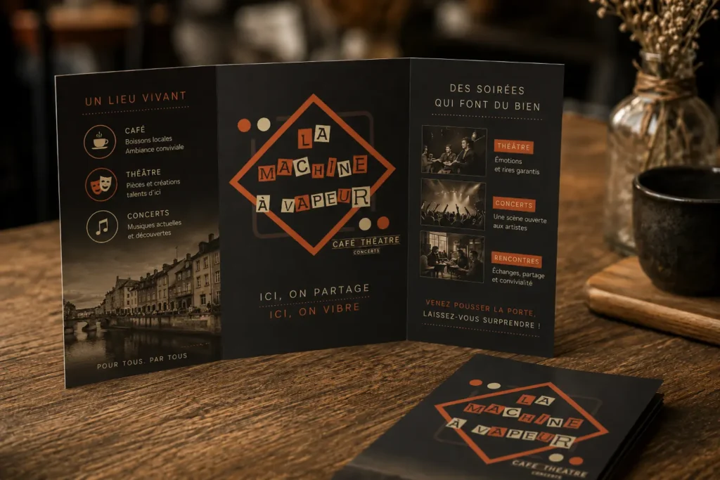 plaquette publicitaire créée par Onze Heures Onze