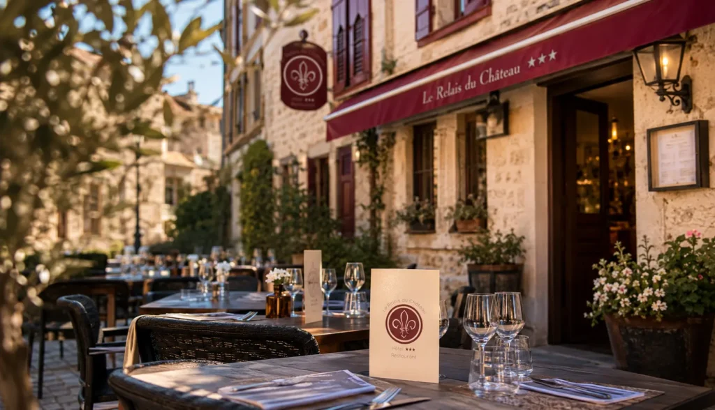 Identité visuelle pour un hôtel restaurant créée par Onze Heures Onze