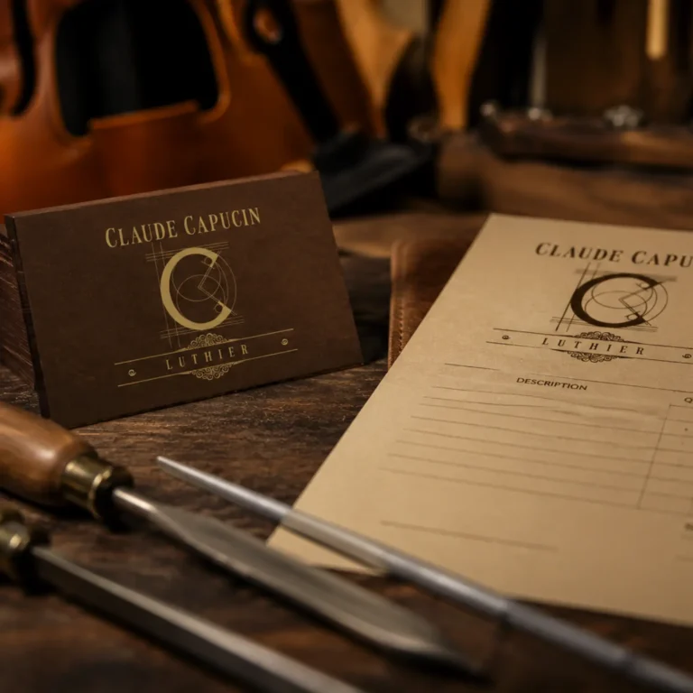 Identité visuelle pour un luthier crée par Onze Heures Onze