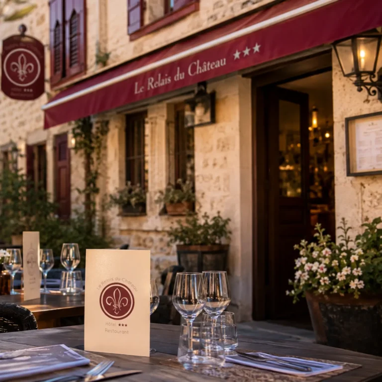 Identité visuelle pour un hôtel restaurant créée par Onze Heures Onze